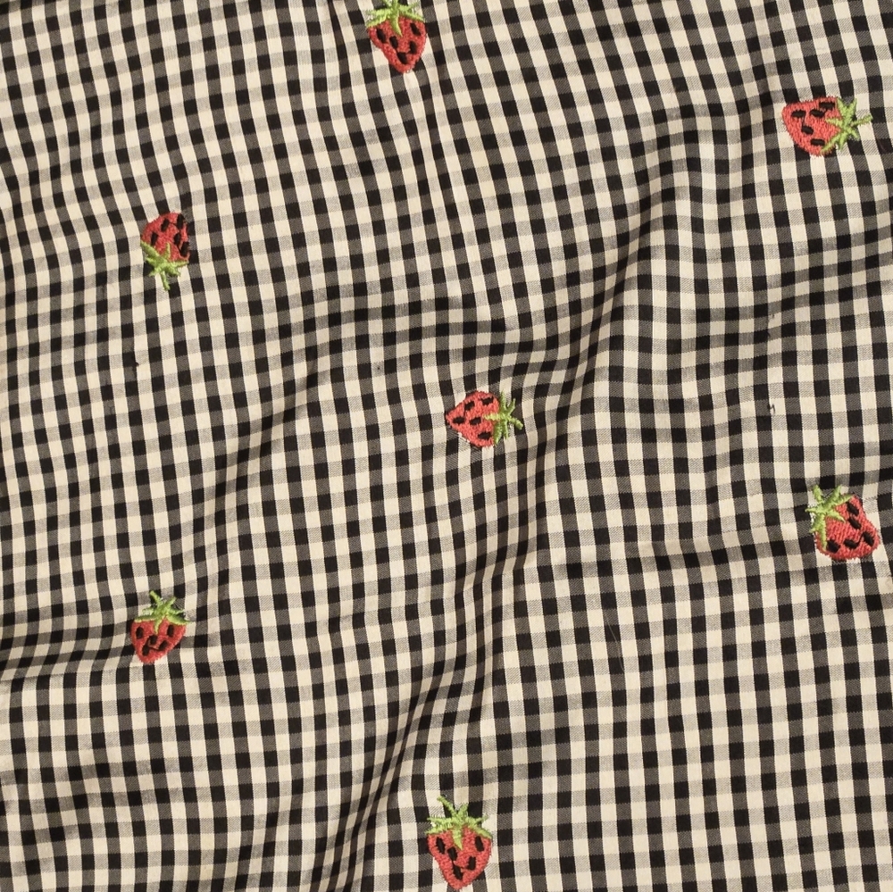 Peter Martin Black & White Checkered Pants with Fun Strawberry Accents - Size 12 - Picture 2 of 6